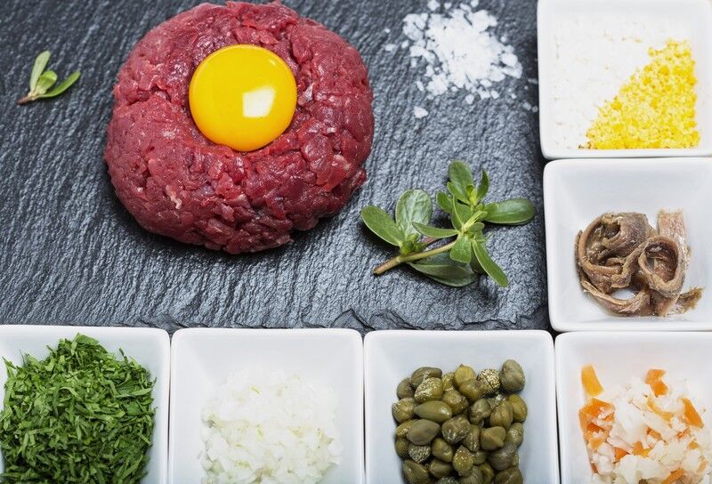 Altis Grand Hotel Lisbon Exterior photo Ingredients for a steak tartare